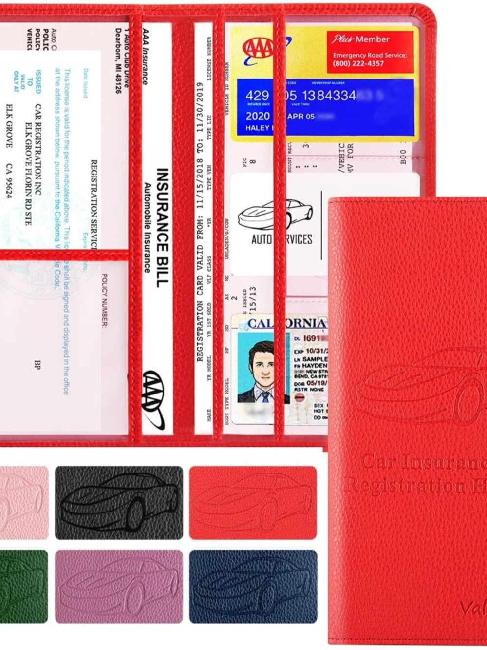 Premium Car Registration and Insurance Card Holder, Car Document Holder for Card